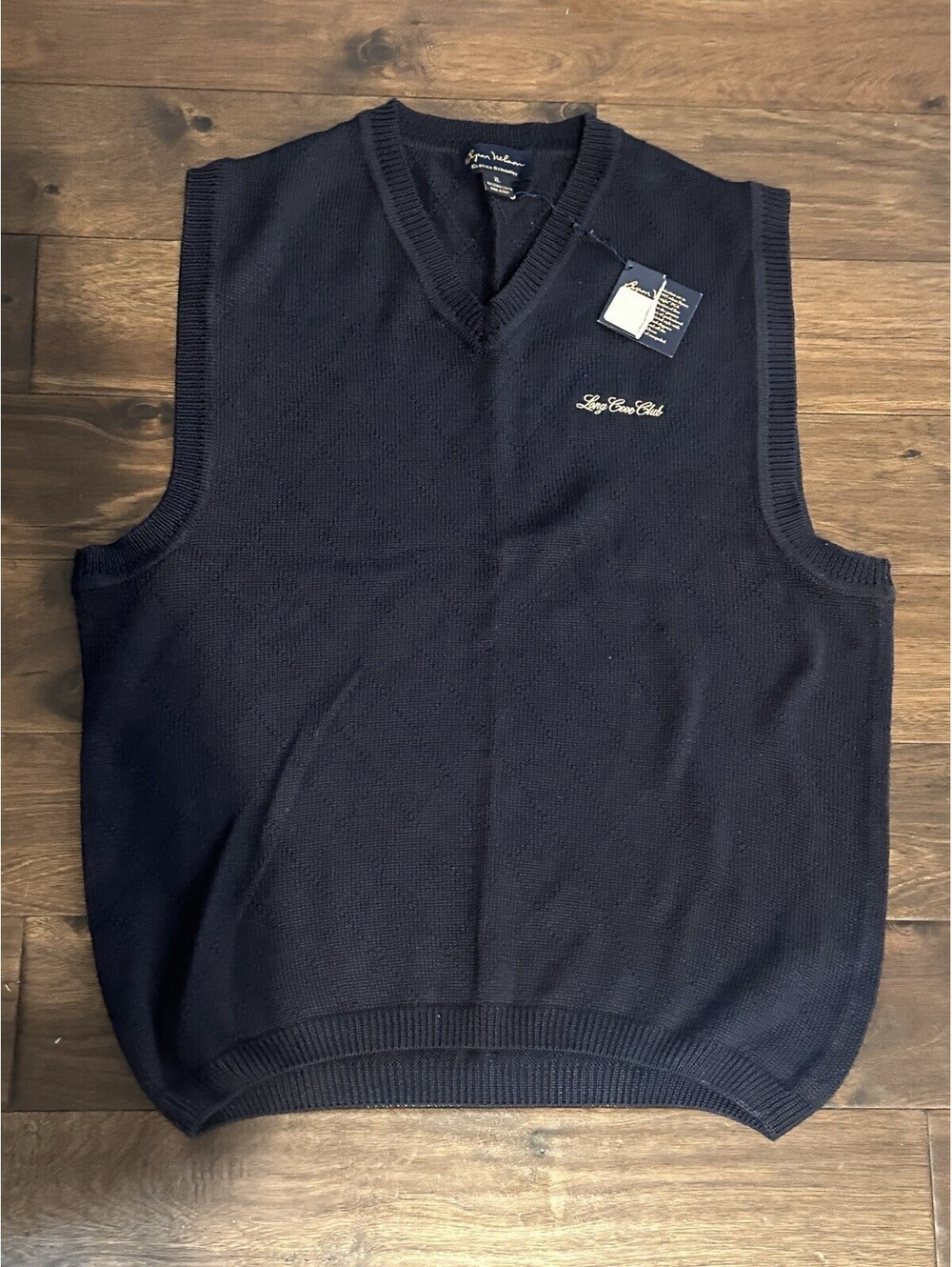 NWT Byron Nelson Eleven Straight Navy Pima Cotton Long Cove Club Golf Vest XL